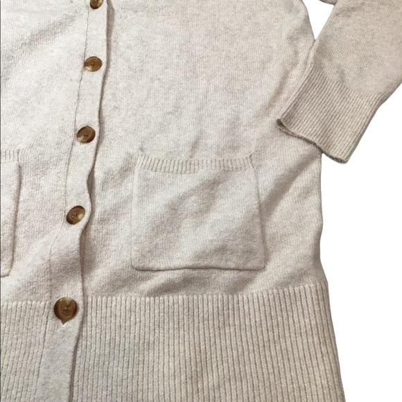 CASLON - Organic Cotton Blend Buttoned Cardigan Sweater in Oatmeal Color - M - Picture 9 of 16